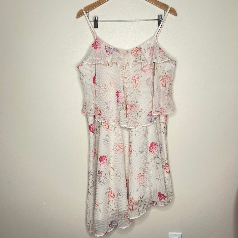 A New Day Pastel Floral Asymmetrical Ruffle Dress XL